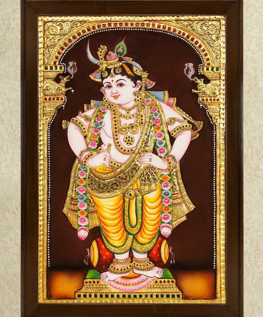 Tanjore painting of bala Bala-Krishna-Tanjore-Painting